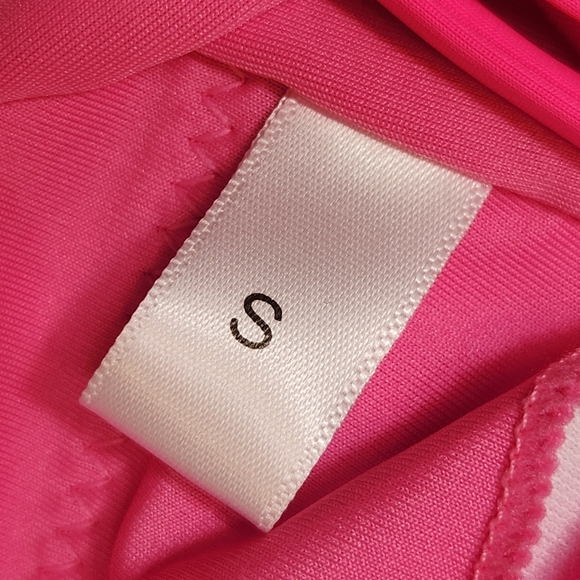 Hot pink swimsuit S neon one piece swimwear deep V high cut beach pool party new - Picture 6 of 6